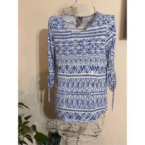 Beautiful Chico’s Floral-Print Bateau modern, feminine floral Chico's Blue Paisl